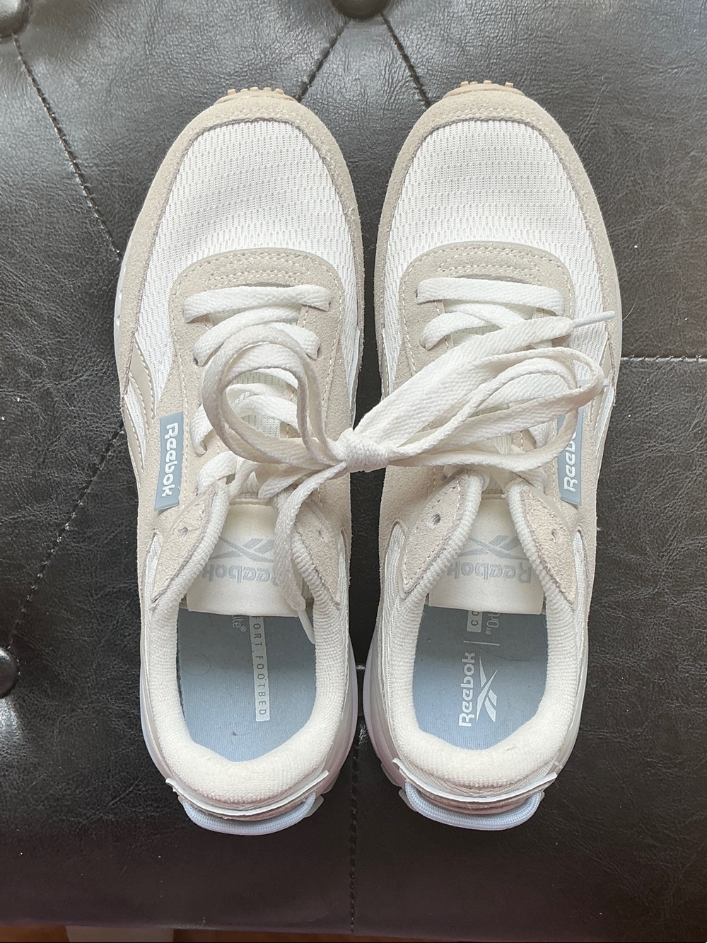 Reebok Women's Off-White and Light Blue Retro Sneakers